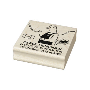 Electrician is looking at Various Wires Rubber Stamp