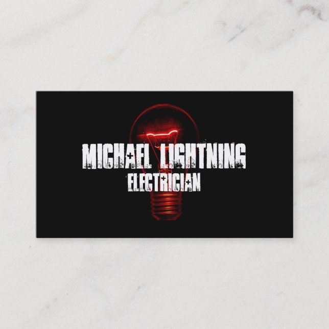 Electrician Lightbulb Business Cards (Front)