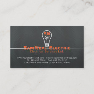 Electrician lightbulb logo design business card