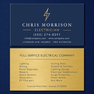 Electrician Metal Handyman Contractor Navy Blue Business Card