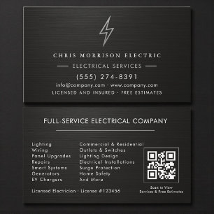 Electrician Metallic Black Silver Electrical Business Card