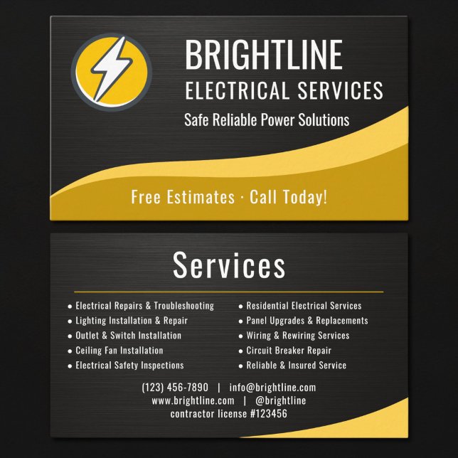 Electrician Metallic Business Card (Creator Uploaded)
