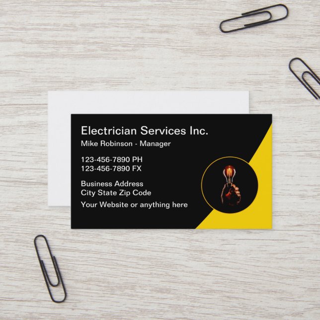 Electrician Modern Business Cards Design (Front/Back In Situ)