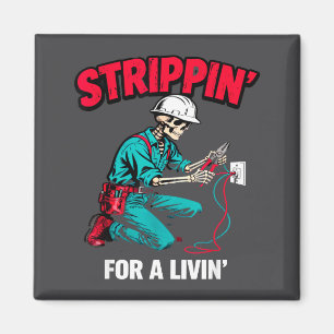 Electrician N For A Livin Retro Skeleton Vintage Magnet