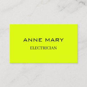 Electrician Neon Yellow Electricity Fluorescent Business Card