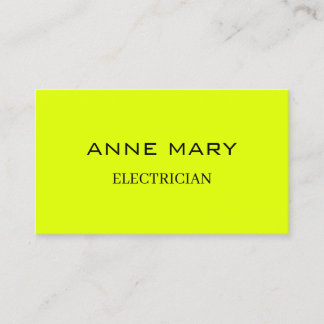  Electrician Neon Yellow Electricity Fluorescent  Business Card