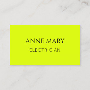 Electrician Neon Yellow Electricity Modern Classy Business Card