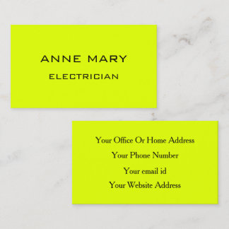  Electrician Neon Yellow Electricity Modern Custom Business Card