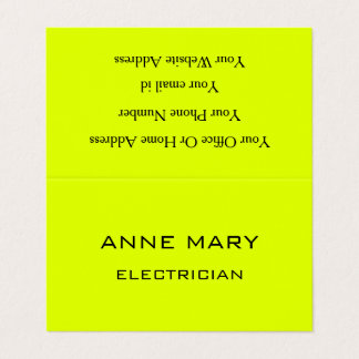 Electrician Neon Yellow Electricity Modern Trendy Business Card
