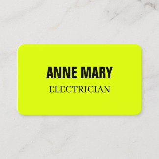  Electrician Neon Yellow Fluorescent Electricity  Business Card
