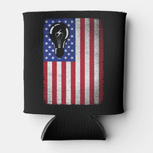 Electrician Patriotic American Flag Electricians  Can Cooler