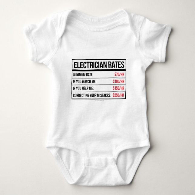 Electrician Rates Funny T-Shirt Baby Bodysuit (Front)