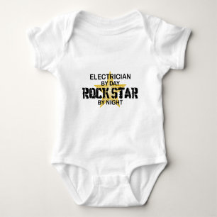 Electrician Rock Star by Night Baby Bodysuit