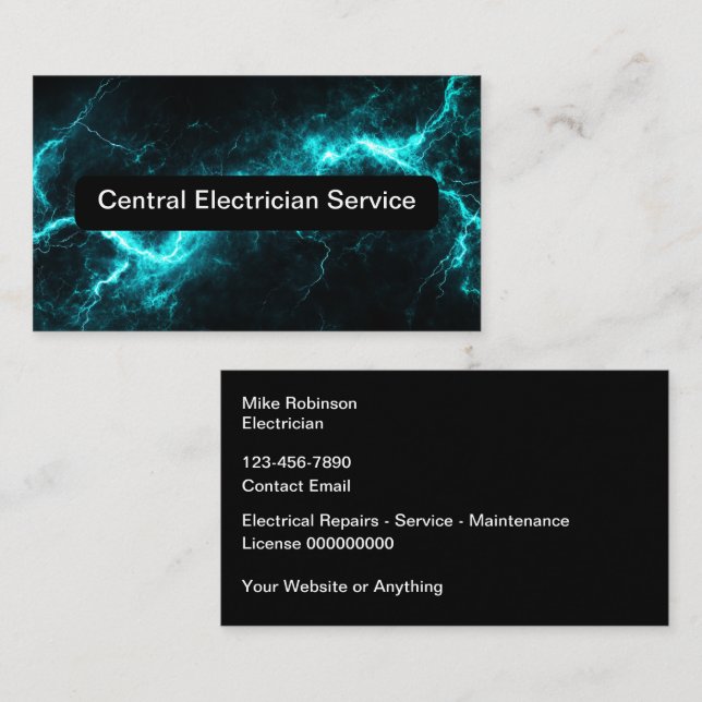 Electrician Services Modern Simple Business Cards (Front/Back)