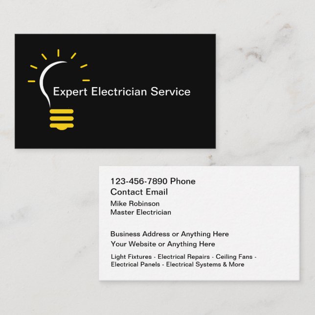 Electrician Services New Unique Business Cards (Front/Back)