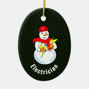Electrician Snowman Ceramic Tree Decoration