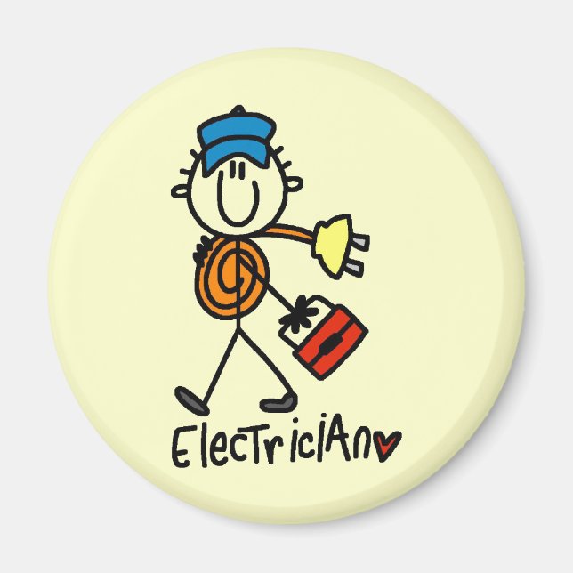 Electrician Stick Figure Magnet (Front)