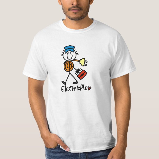 Electrician Stick Figure T-Shirt (Front)