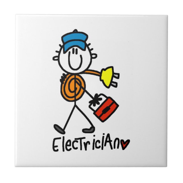 Electrician Stick Figure Tile (Front)