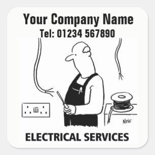 Electrician Theme Cartoon Square Sticker