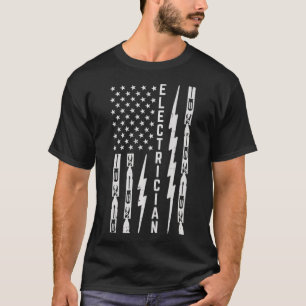 Electrician Tools, Flash & American Flag  Funny El T-Shirt