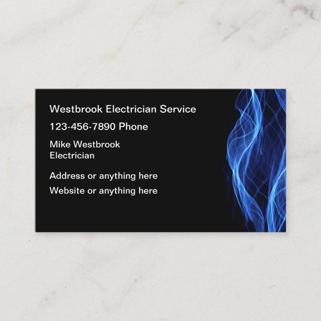 Electrician Unique Electric Current Theme Business Card (Front)