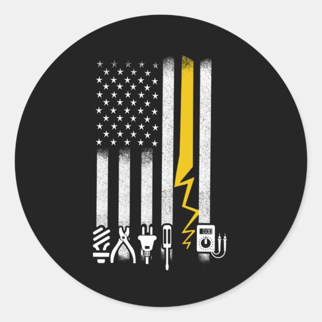 Electrician US Flag Tools for Electricians Classic Round Sticker (Front)