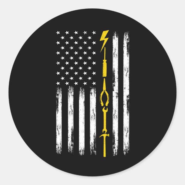 Electrician US Flag Tools for Electricians Classic Round Sticker (Front)