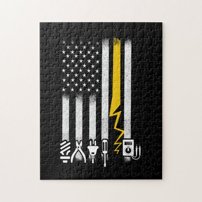 Electrician US Flag Tools for Electricians Jigsaw Puzzle (Vertical)