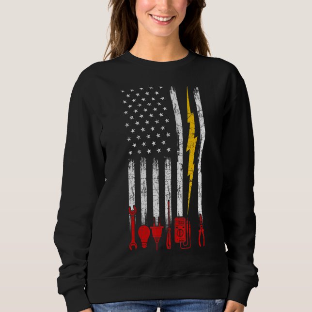 Electrician Us Flag Tools For Electricians Sweatshirt (Front)