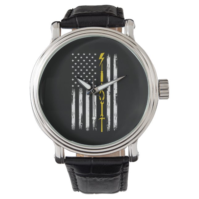 Electrician US Flag Tools for Electricians Watch (Front)