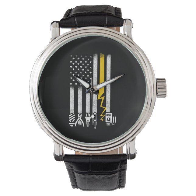 Electrician US Flag Tools for Electricians Watch (Front)
