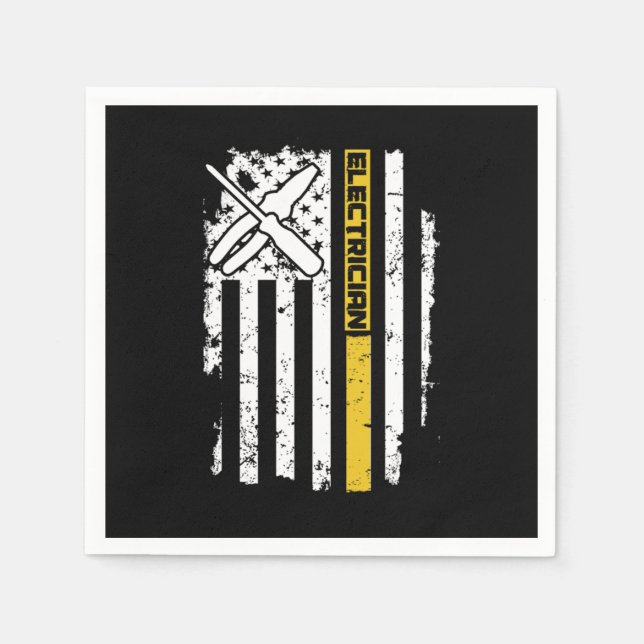 Electrician USA Flag American Electrical Electroni Napkin (Front)