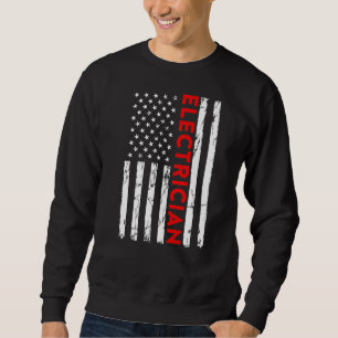 Electrician Vintage American Usa Flag Funny Engine Sweatshirt