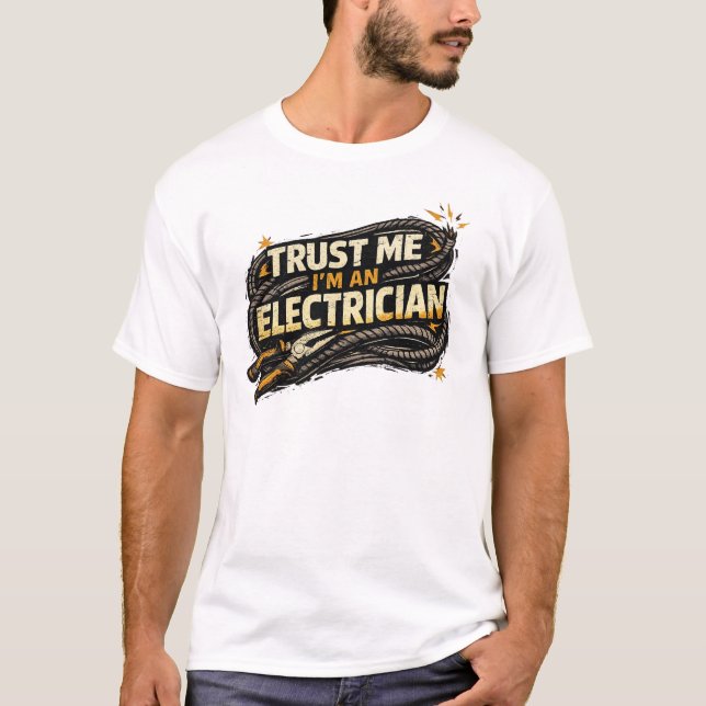 Electrician Vintage Pliers Cable Industrial Tee (Front)