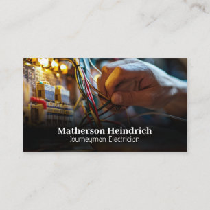 Electrician Working with Wires Business Card