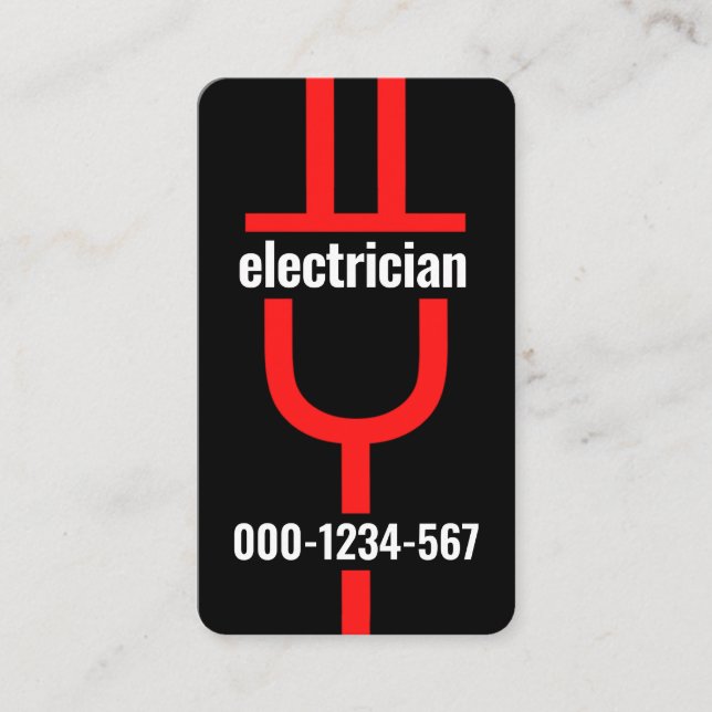 Electrician's Red Power Plug Business Card (Front)