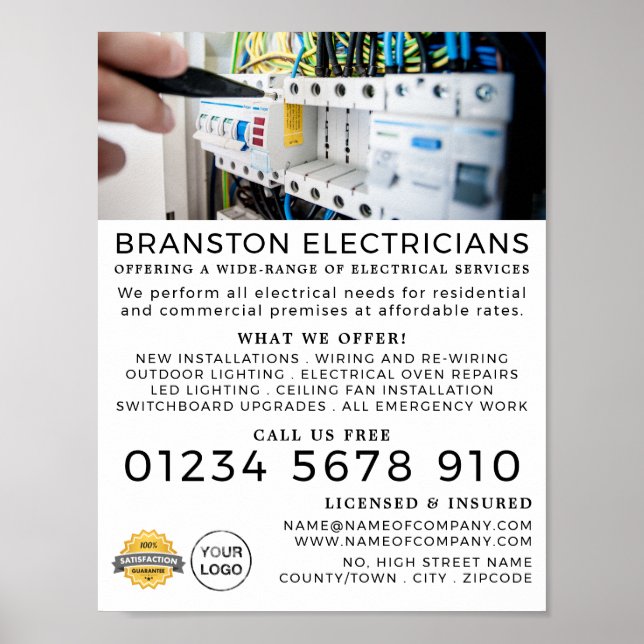 Electricity Box, Electrician Advertising Poster (Front)