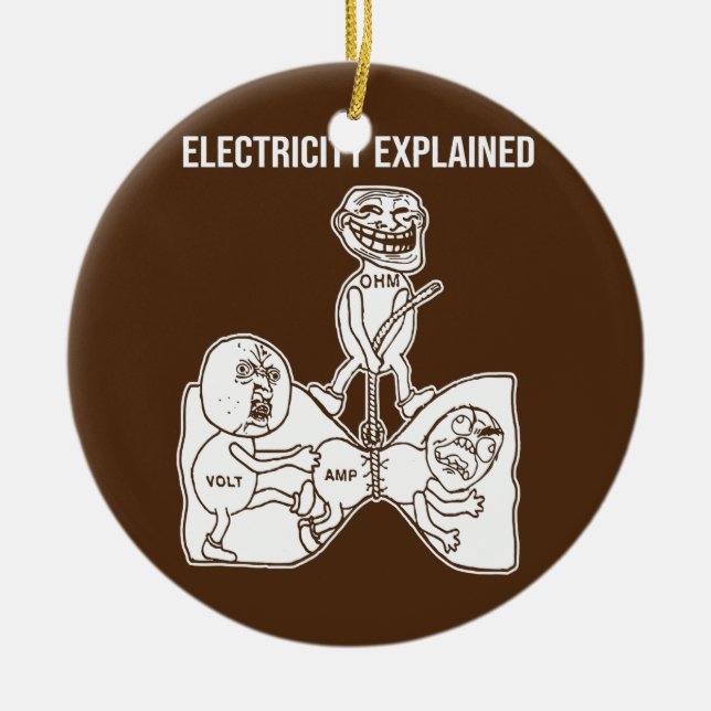 Electricity Explained Electricity Physics Nerd Ceramic Tree Decoration (Front)
