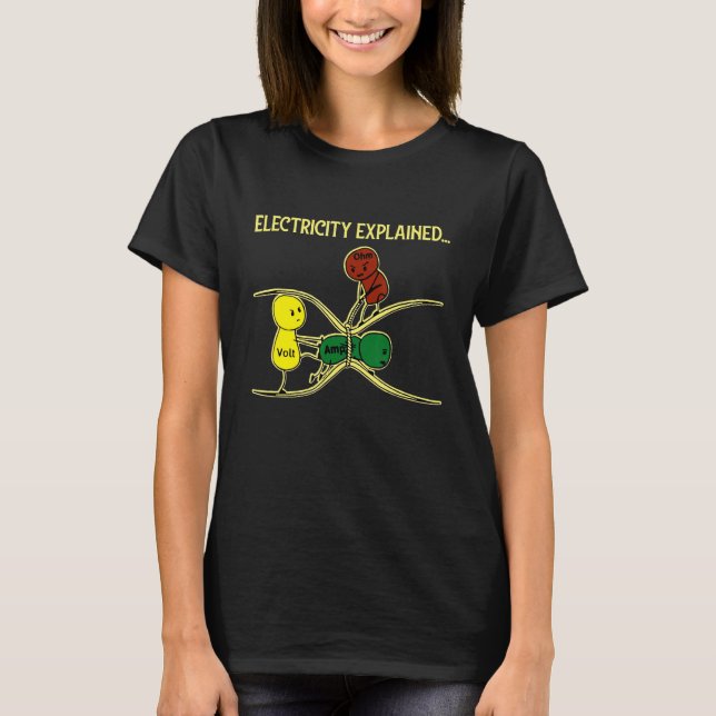 Electricity Explained Physics Nerd  I Teacher Scho T-Shirt (Front)