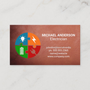 Electricity Plug Battery Charge     Electrician Business Card