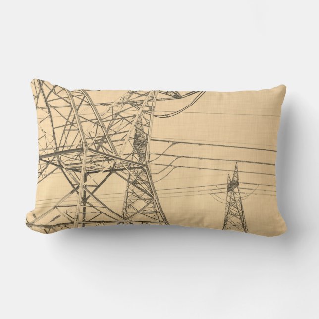 Electricity Power Lines Poles Sketch Cushion (Front)