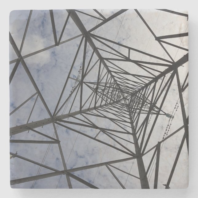 Electricity Power Pylon Stone Coaster (Front)