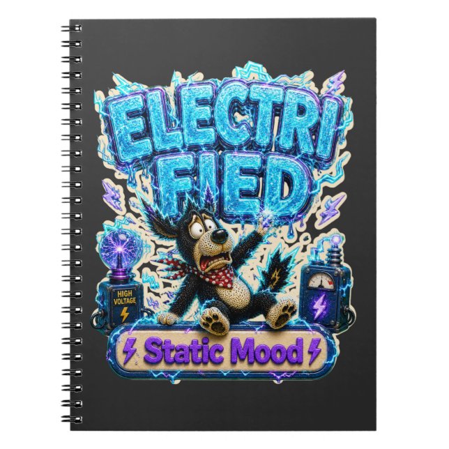 Electrified Static Mood Funny Notebook (Front)