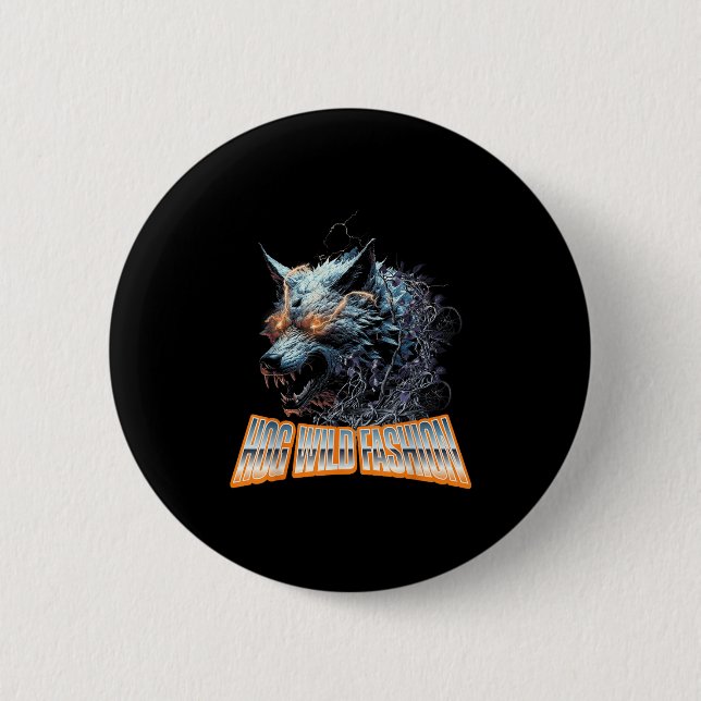 Electrified Wolf Chaos Animal Rage Energy  6 Cm Round Badge (Front)