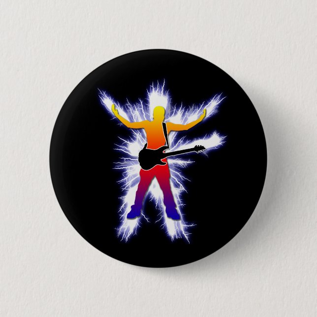 Electrifying Bass Player Graphic 6 Cm Round Badge (Front)