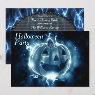 Electrifying Pumpkin Halloween Party Invitation