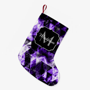 Electrifying purple violet sparkly Monogram Small Christmas Stocking