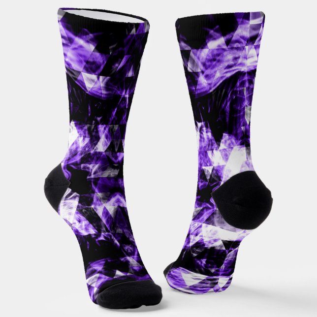 Electrifying ultra violet purple sparkly triangle socks (Angled)