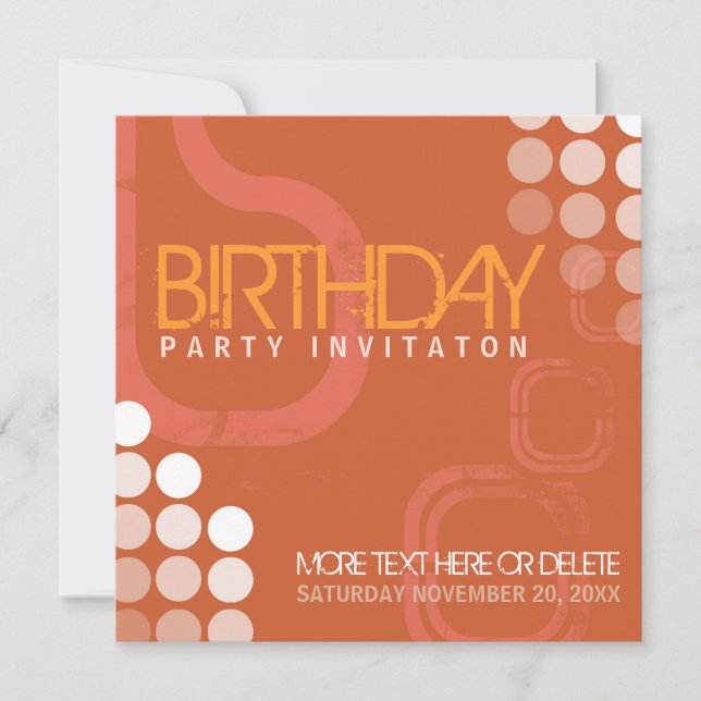 Electro Grunge Dance Party Birthday Invitation (Front)